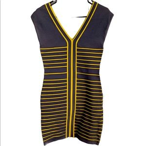 Grey and yellow sexy bodycon dress